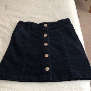 CORDUROY DARK NAVY BUTTON SKIRT